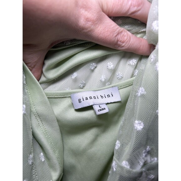 Gianni Bini Women’s Sheer Floral Dot Blouse & Cami Top Light Green Size Large - Picture 4 of 8